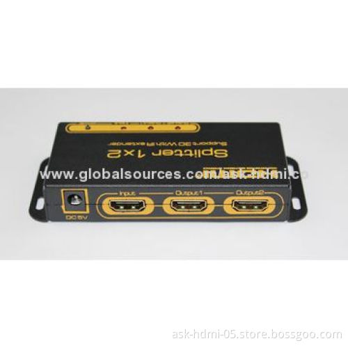 Hot Sale 1 x 2 HDMI Splitter, Supports 3D, CEC, 5V DC/1A Power Supply, No Loss Quality
